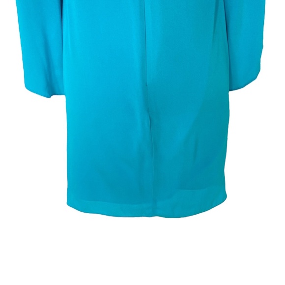 Milly Silk Aqua Blue Green Blue Butterfly Sleeve Scoop Back Column Mini Dress 0 - Picture 6 of 15